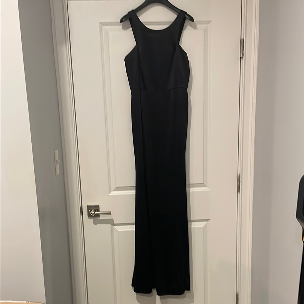 BCBGeneration Black Halter Satin Gown Cocktail